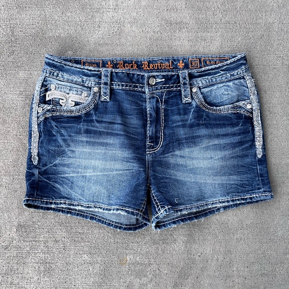 Rock Revival Pants - Rock Revival Eilish Easy Stretch denim shorts bling sparkly shorts